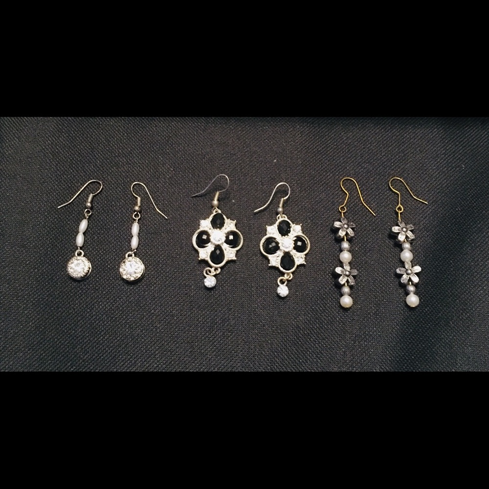 3-pairs of Vintage dangle bling bling earrings